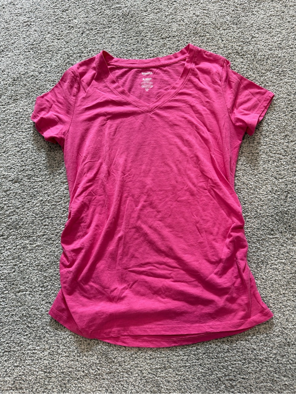 Sonoma Maternity Hot Pink V-Neck Short Sleeve Tee